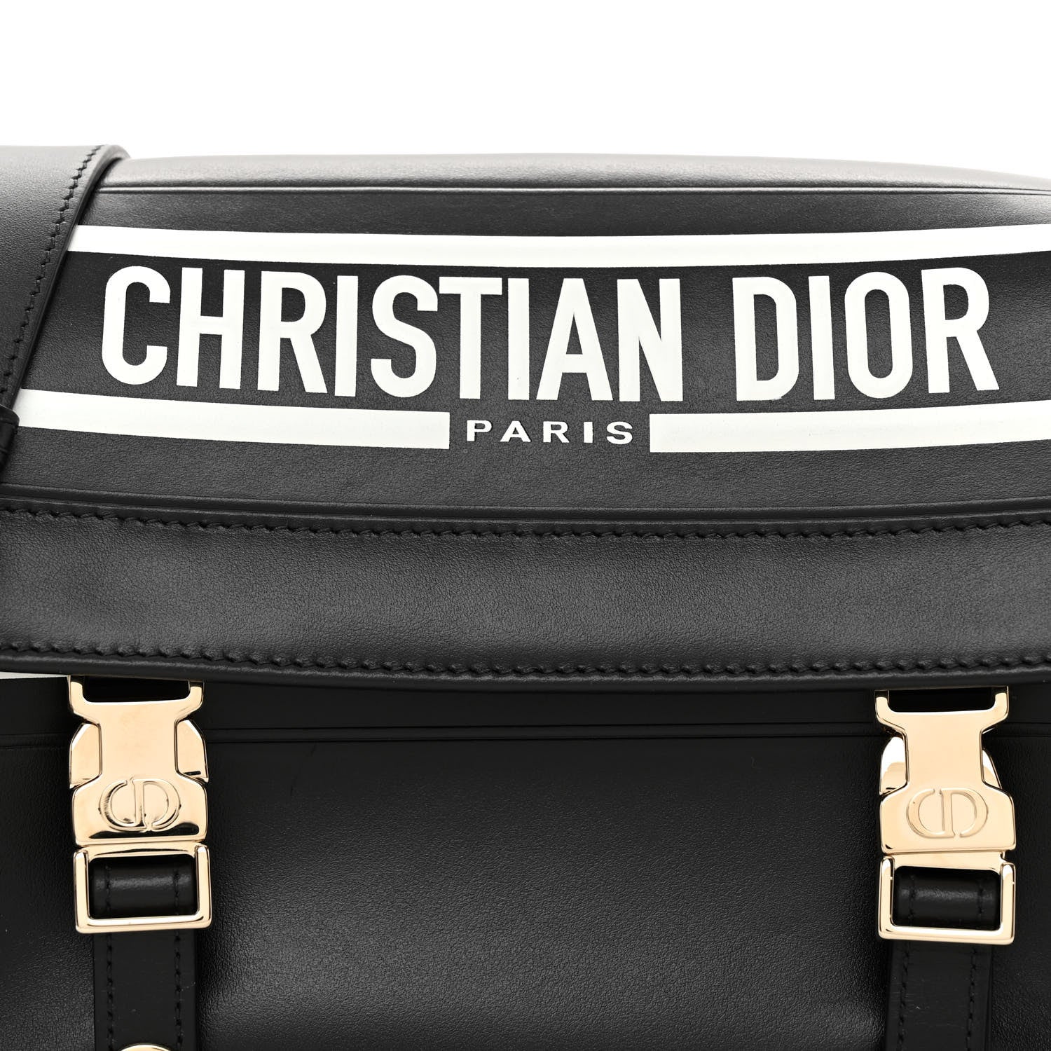 Christian Dior Smooth Calfskin Diorcamp Bag Black White 7 of 10