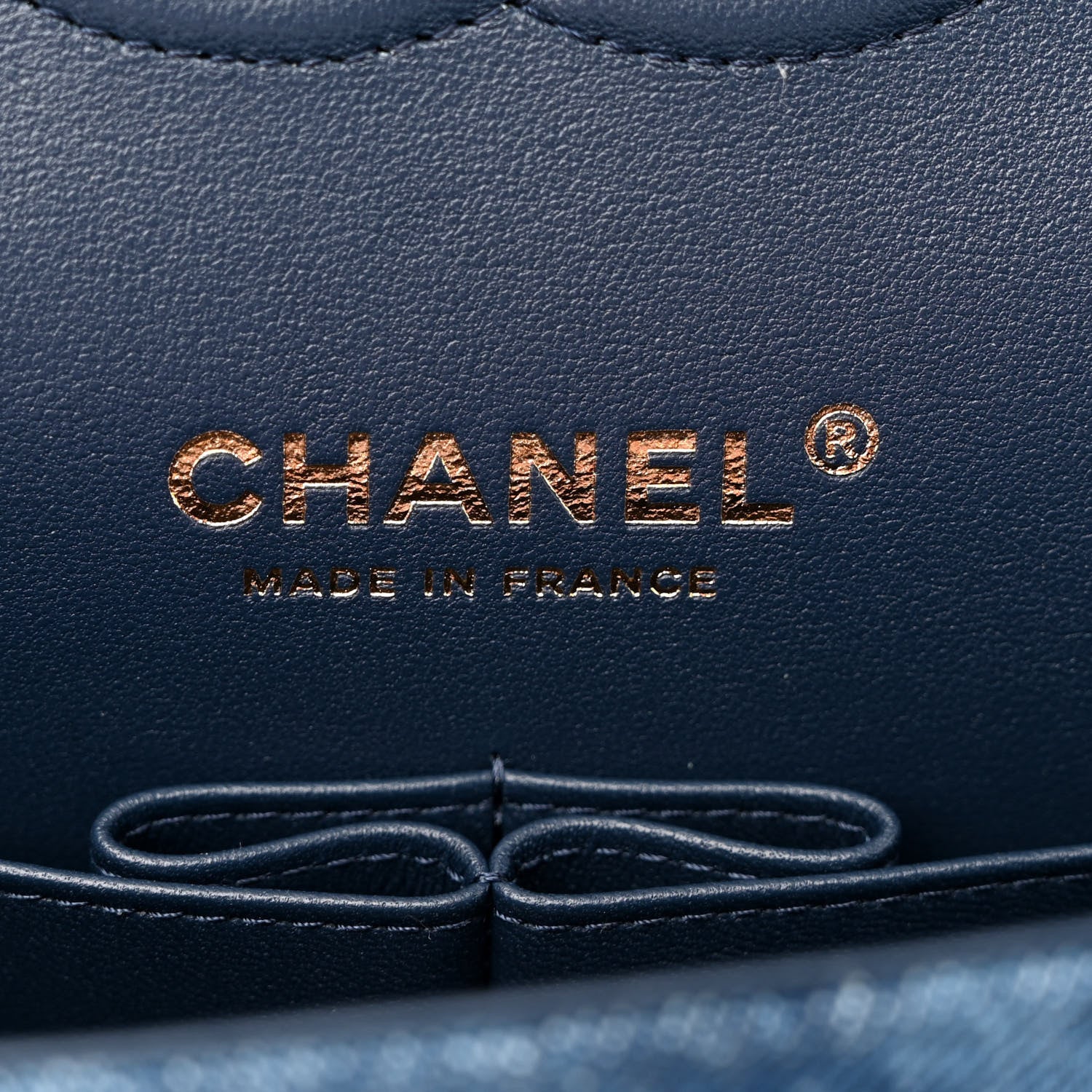 Chanel Printed Denim Quilted Medium Double Flap Dark Blue 6 of 10