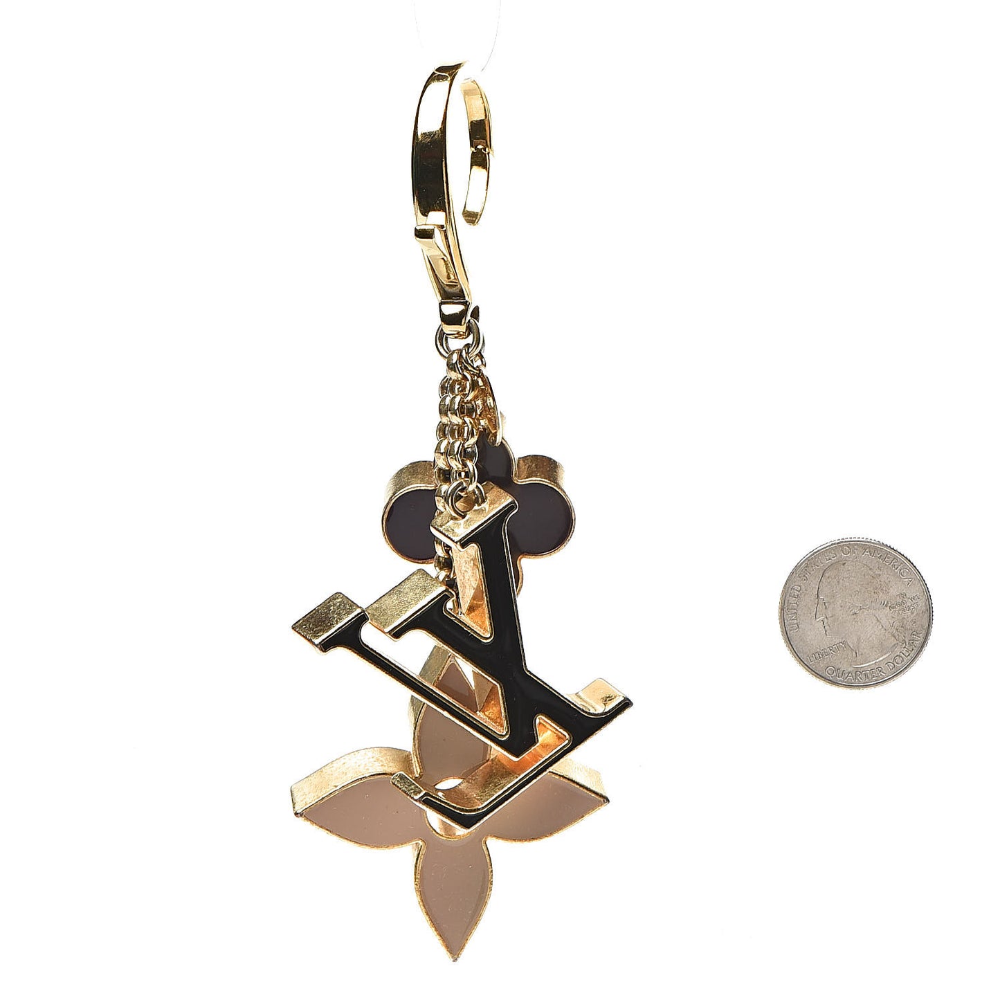 Fleur De Monogram Bag Charm Dore