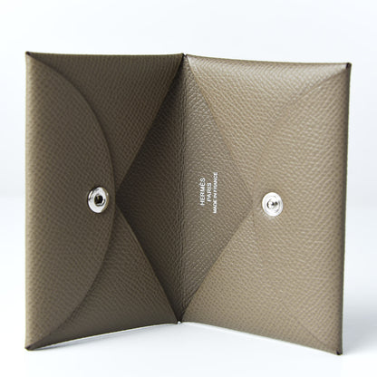 Hermes Epsom Calvi Card Case Etoupe 5 of 7
