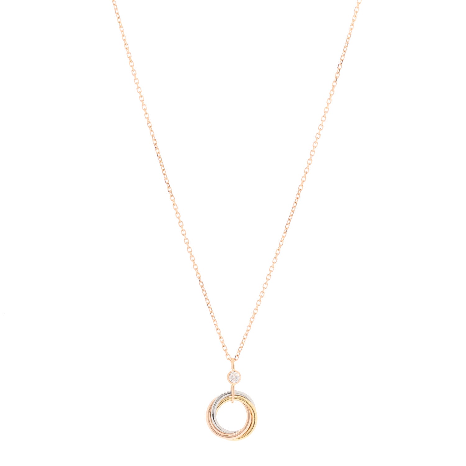 Cartier 18K Pink Yellow White Gold Diamond Trinity Pendant Necklace 1 of 3
