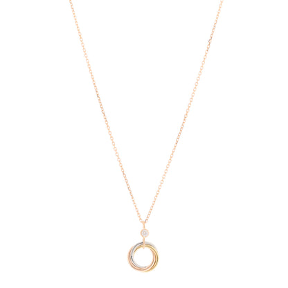 Cartier 18K Pink Yellow White Gold Diamond Trinity Pendant Necklace 1 of 3