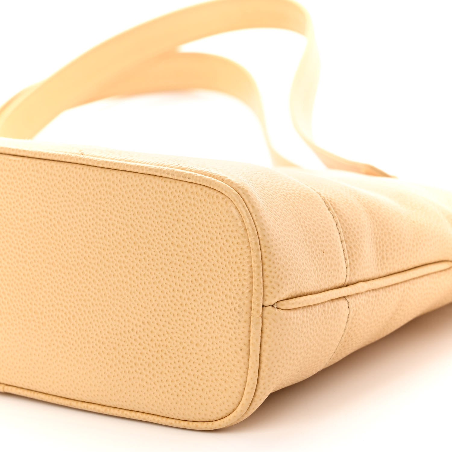 Chanel Caviar Logo Shoulder Bag Beige 10 of 13
