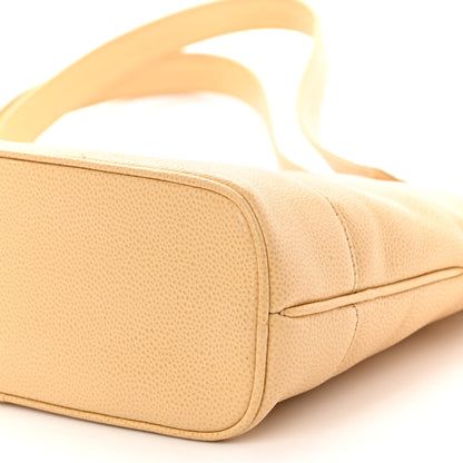 Chanel Caviar Logo Shoulder Bag Beige 10 of 13