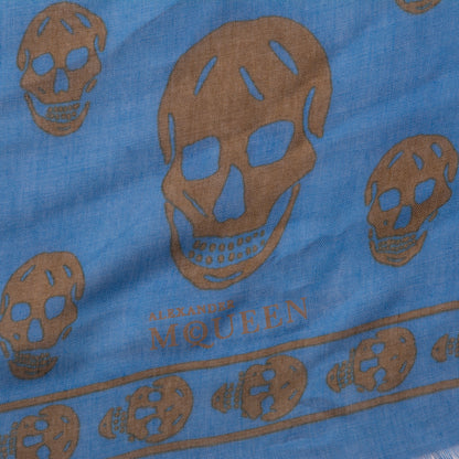 Alexander McQueen Modal Silk Skull Scarf Blue 4 of 7