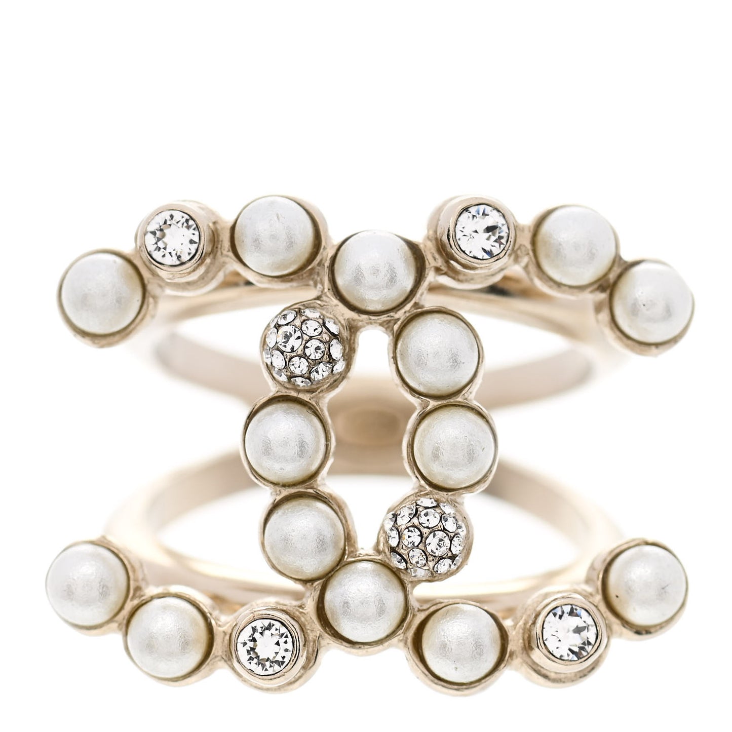 Crystal Pearl CC Ring 6.5 Gold