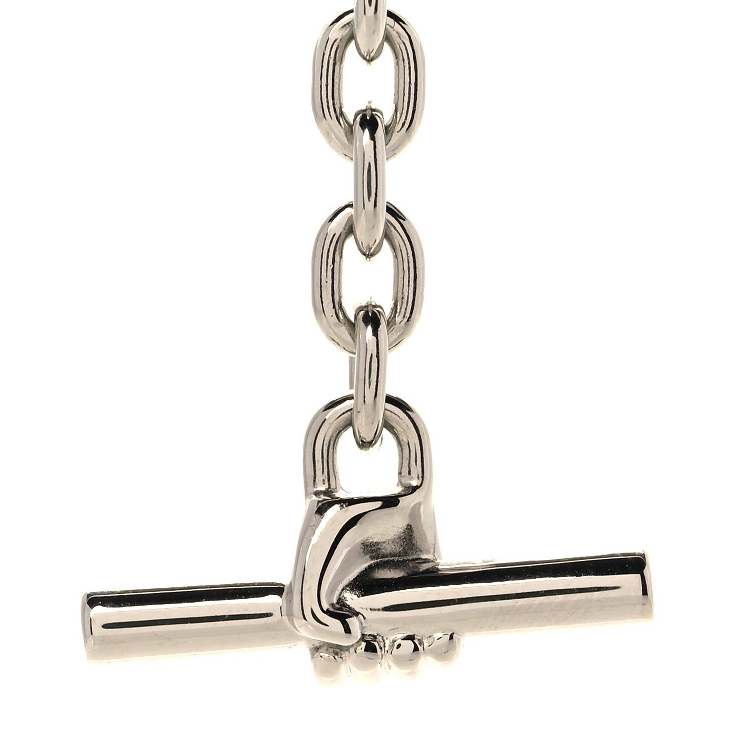 Hermes Lacquered Palladium Cavalier Necklace Craie 6 of 7