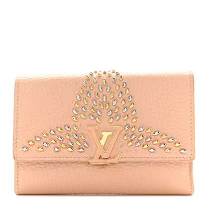 Louis Vuitton LOUIS VUITTON Taurillon Embellished Capucines Compact Wallet Beige 1 of 14