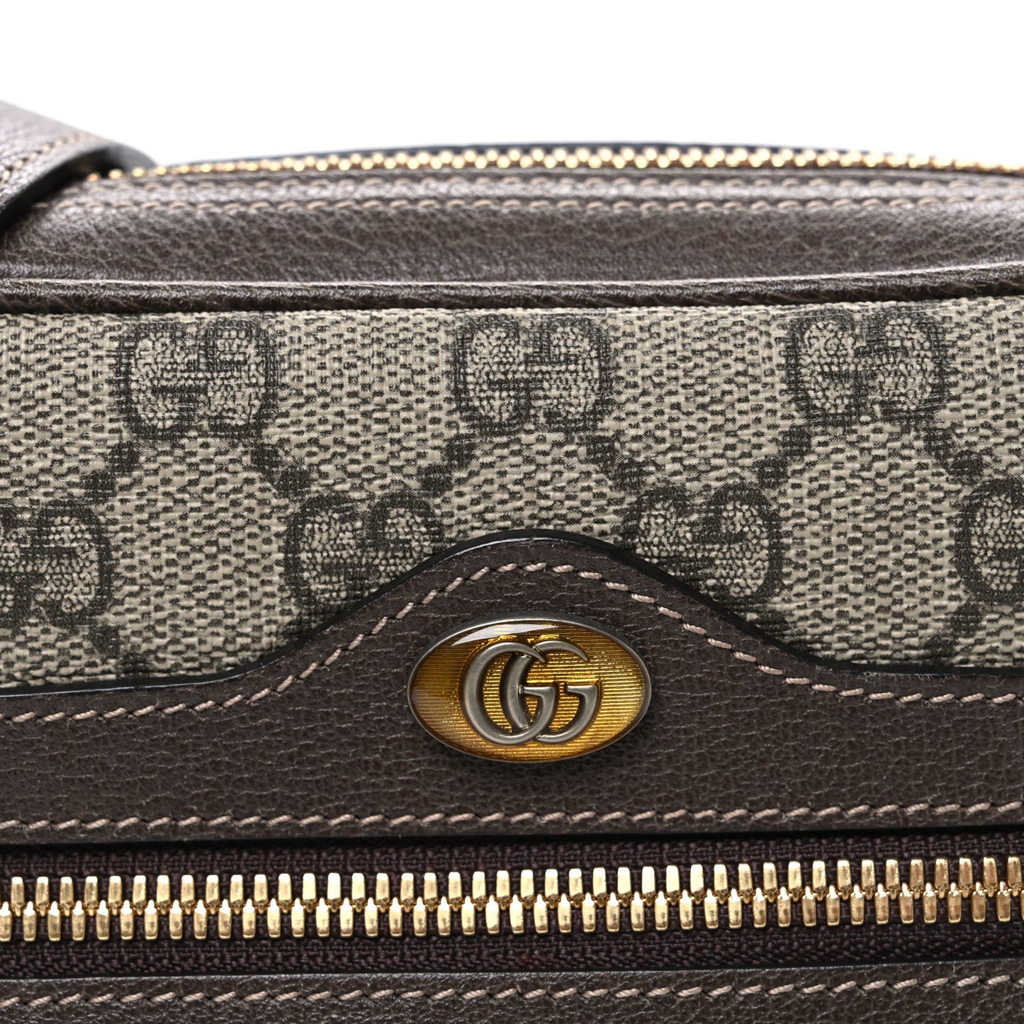 GG Supreme Monogram Web Small Ophidia Belt Bag 85 34 Dark Brown