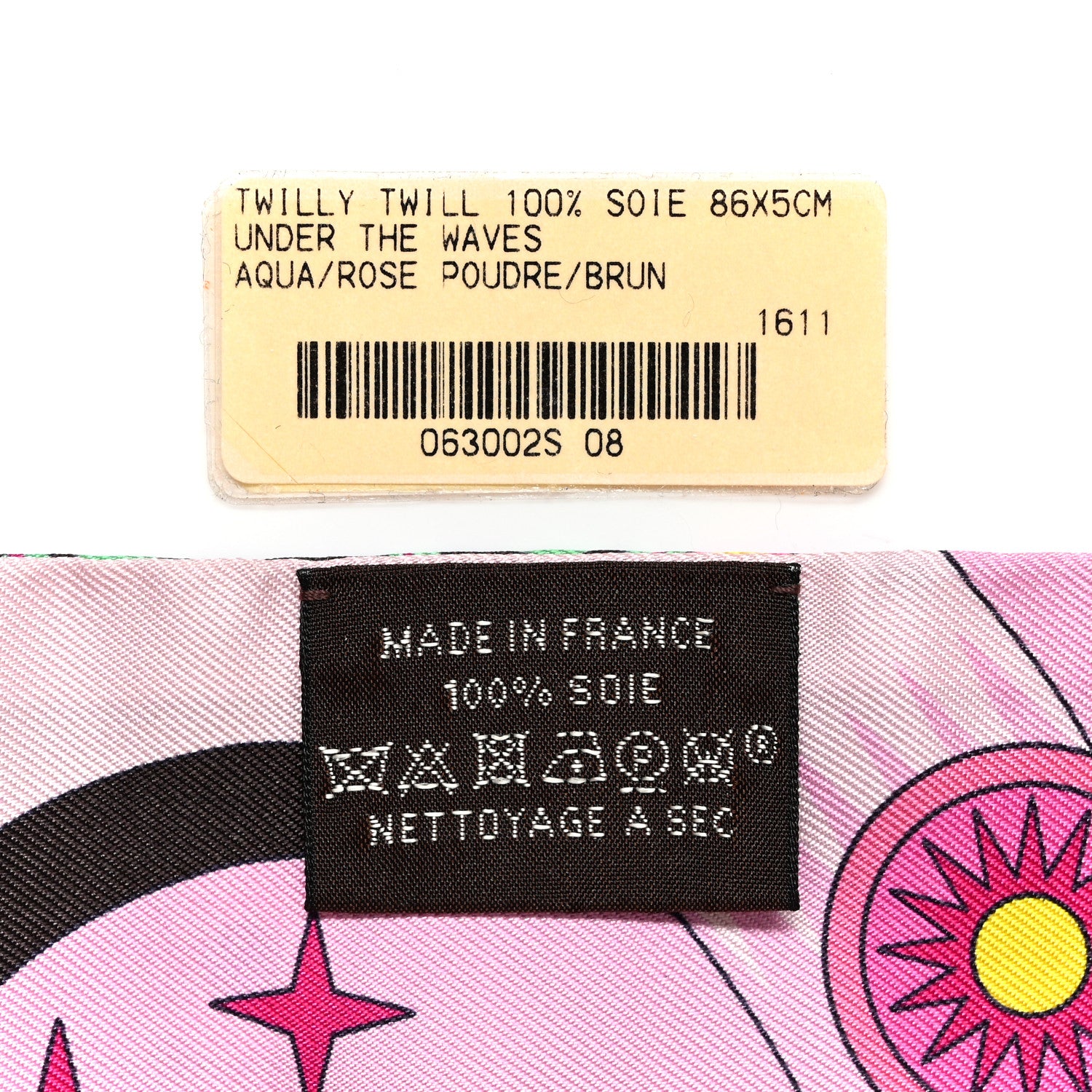 Hermes Silk La Source de Pegase Twilly Ebene Rose Vif Jaune Vif 3 of 4