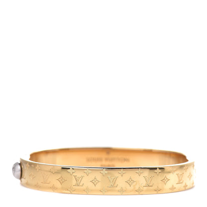 Louis Vuitton Brass Monogram Nanogram Cuff S Gold 1 of 5