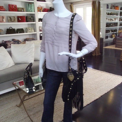 Gucci Leather Suede Fringe Babouska Hobo Black 2 of 10