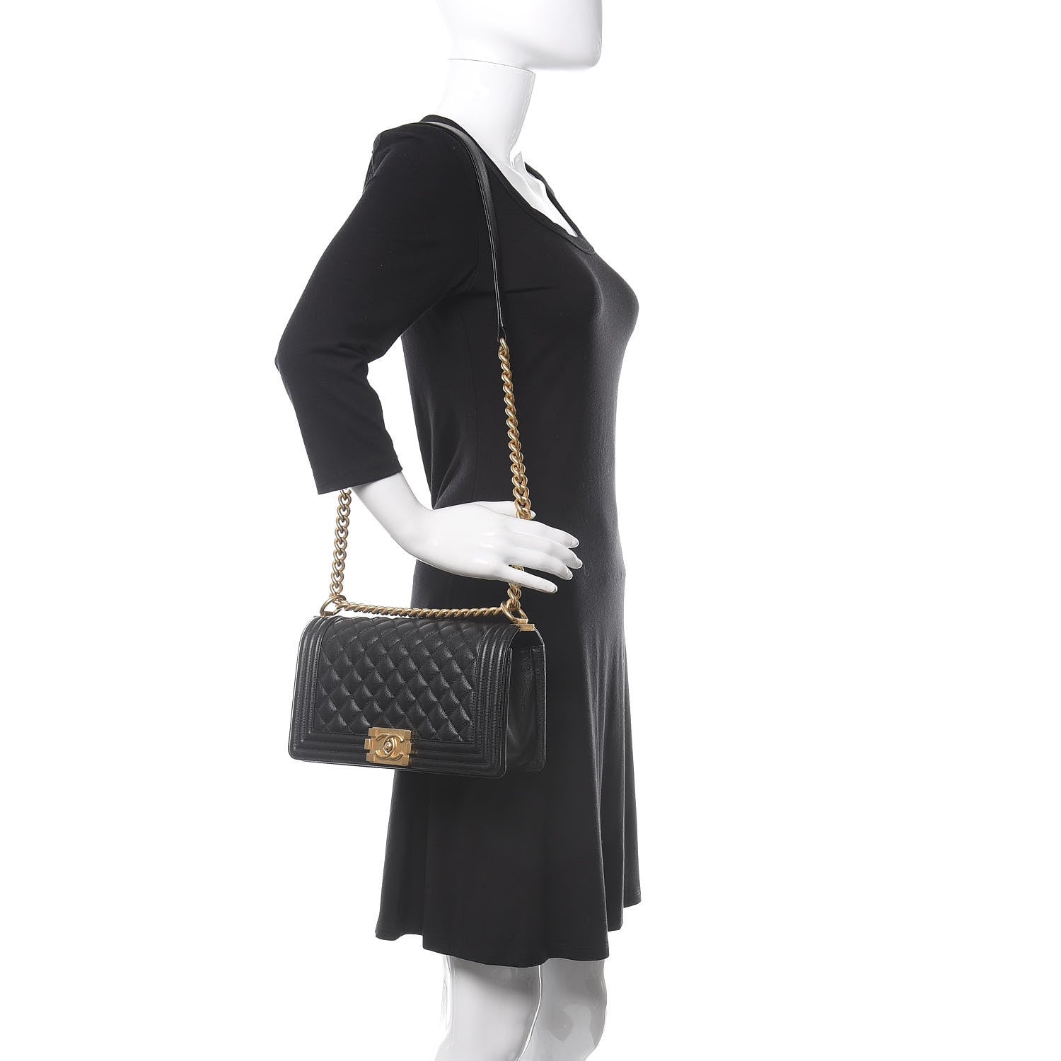 Chanel Caviar Quilted Medium Boy Flap Black 2 of 13
