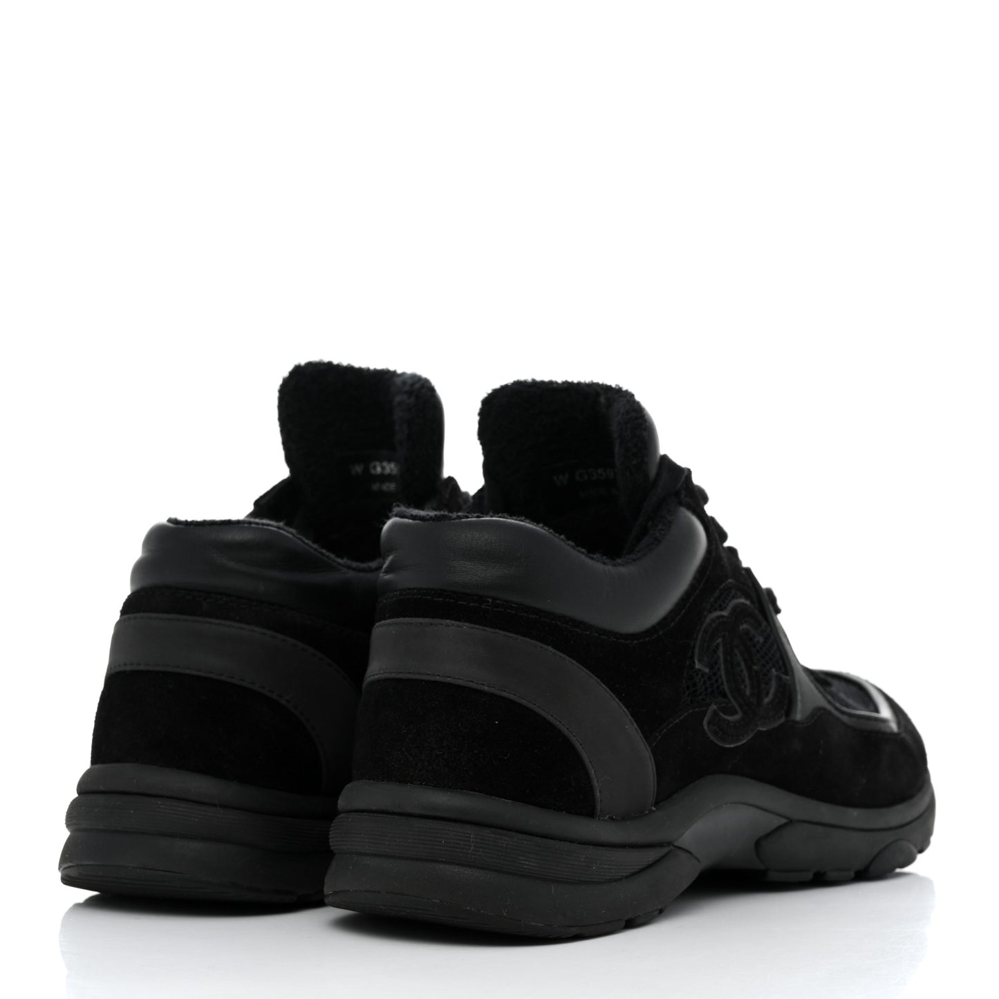 Fabric Calfskin Suede CC Sneakers 37.5 Black