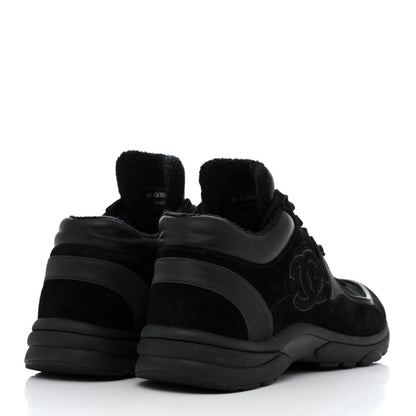 Chanel Fabric Calfskin Suede CC Sneakers 37.5 Black 4 of 8