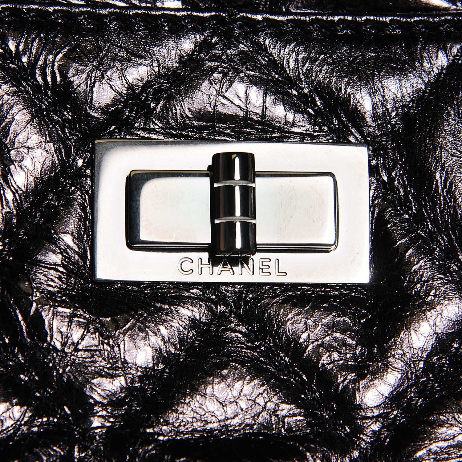 Chanel Metallic Aged Calfskin Quilted Medium Reissue Camera Case Black 6 of 8