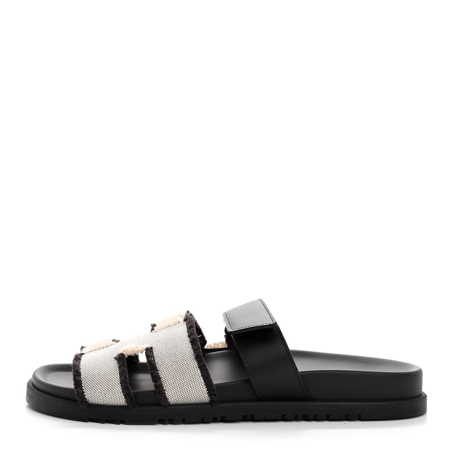 Techno Fringed H Canvas Caflskin Womens Chypre Sandals 41 Prunoir Black
