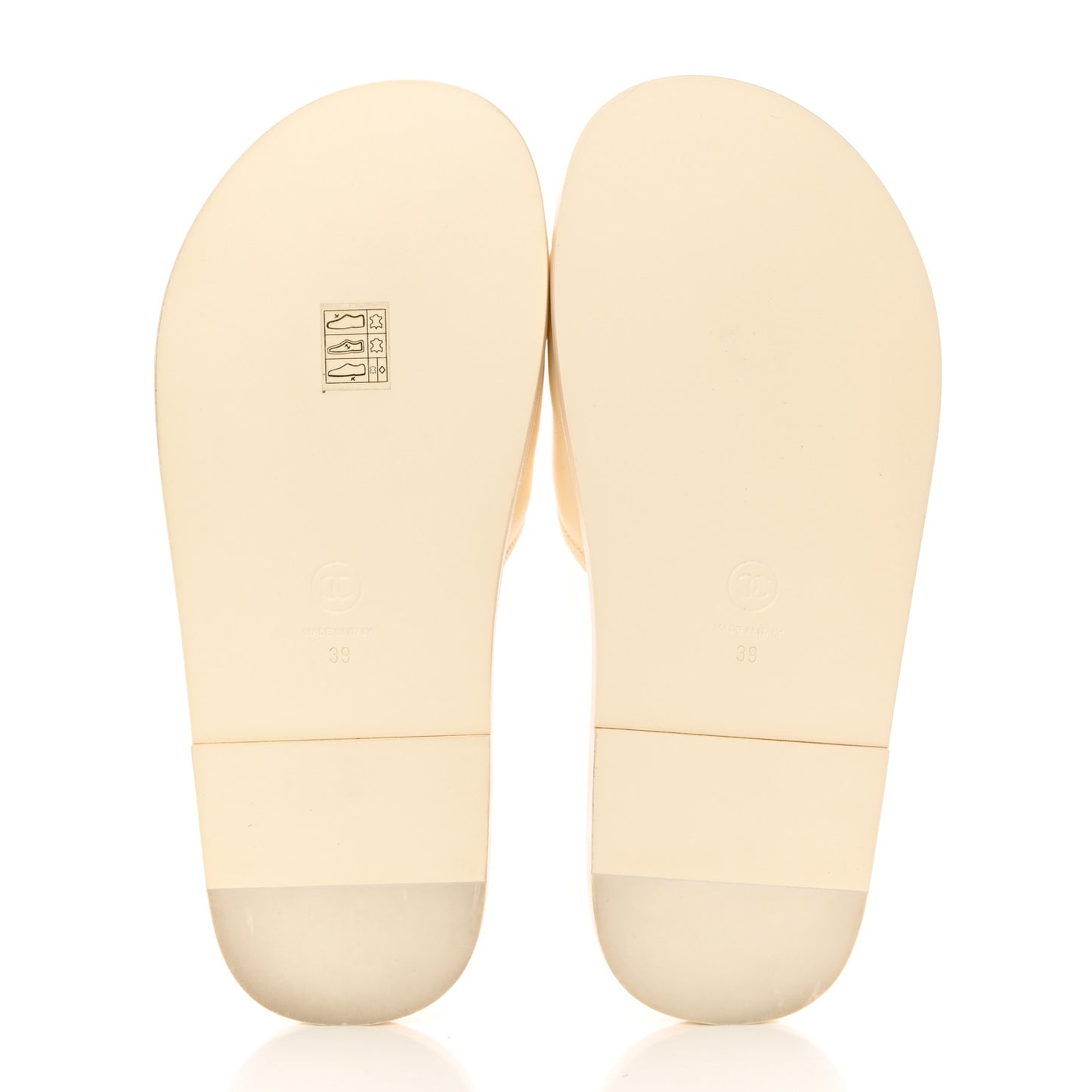 Lambskin Cha-Nel Mule Sandals 39 Ivory Multicolor