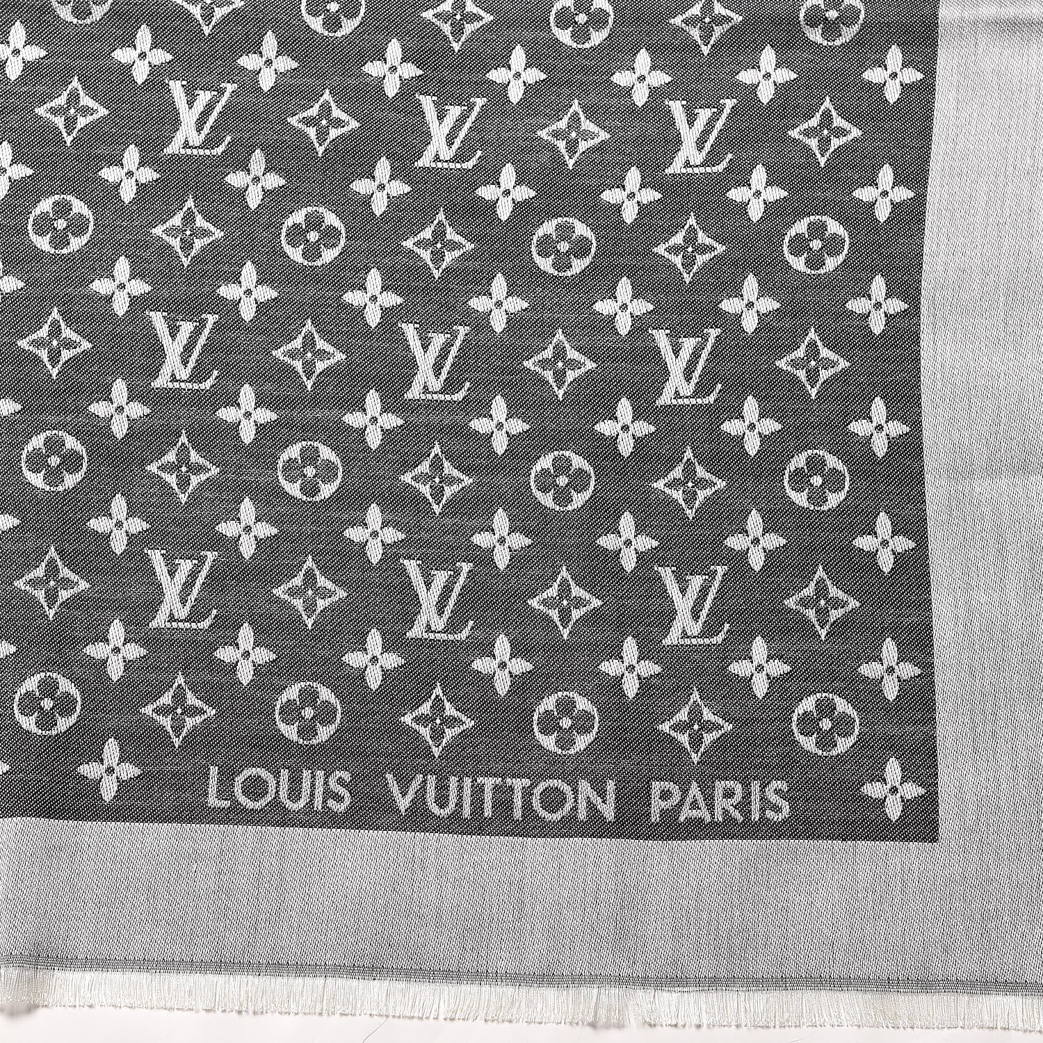 Louis Vuitton Wool Silk Monogram Denim Shawl Black 3 of 4