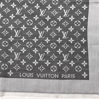 Louis Vuitton Wool Silk Monogram Denim Shawl Black 3 of 4