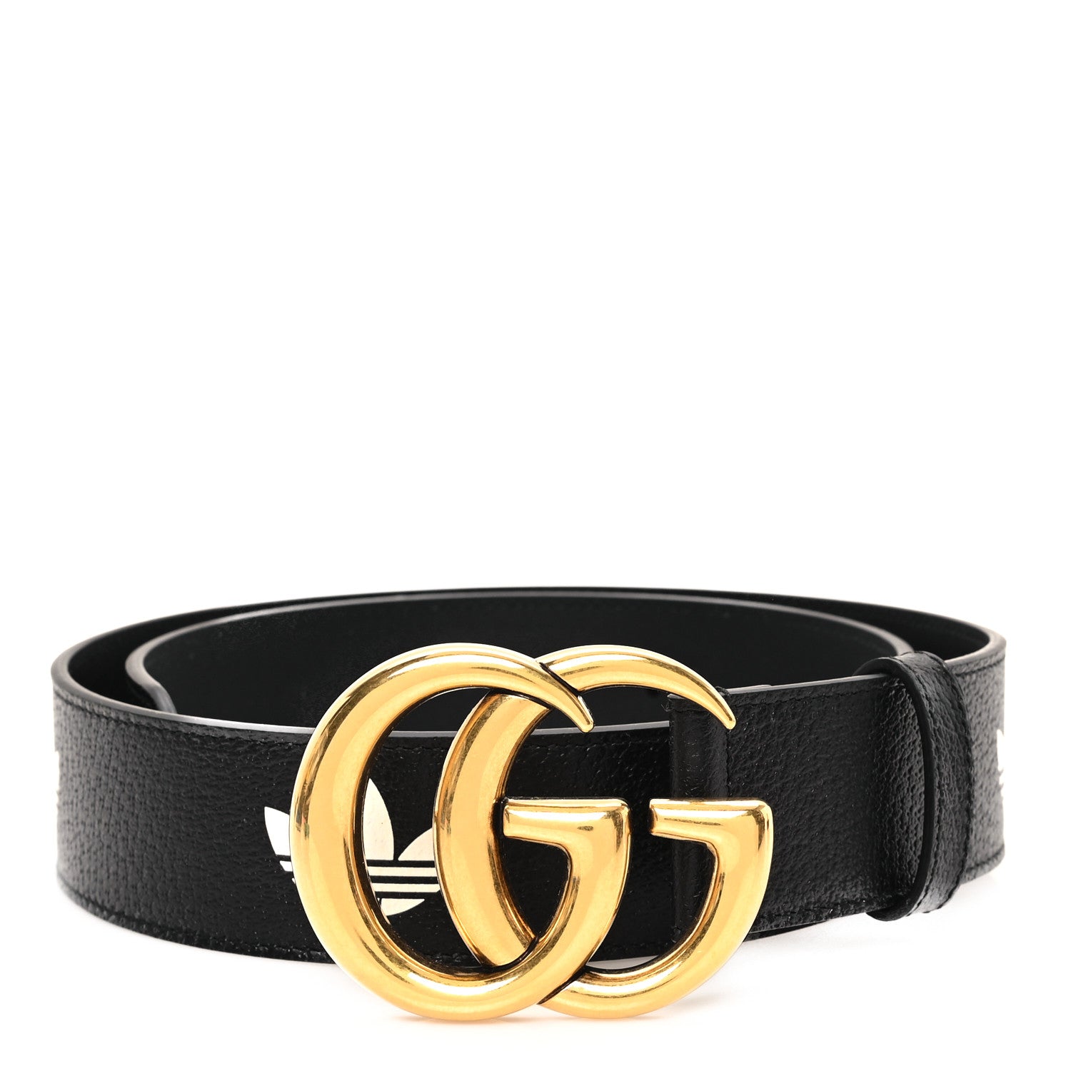 Gucci X ADIDAS Textured Dollar Calfskin Double G 40mm Belt 80 32 Black 1 of 5