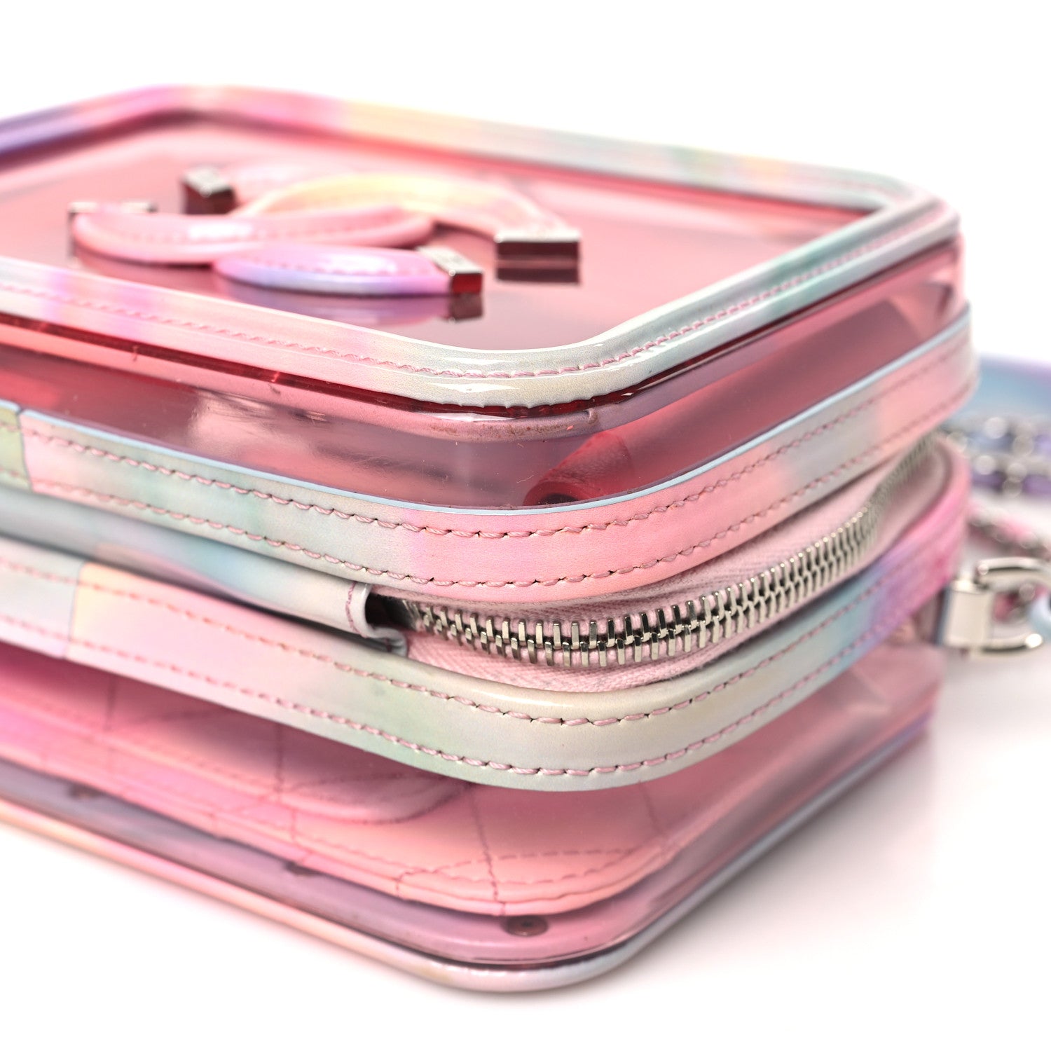 Chanel PVC Patent Calfskin Patent Lambskin Small CC Vanity Case Pink 10 of 11