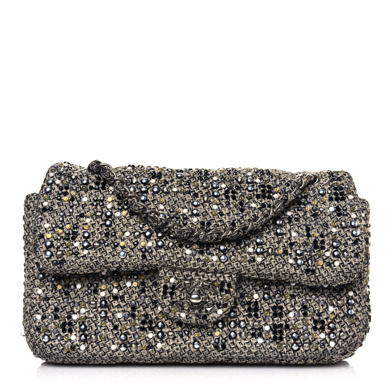 Chanel Crystal Tweed Quilted Medium Single Flap Black 1 of 11