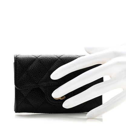 Chanel Caviar Quilted Flap Card Holder Wallet Black 2 of 9
