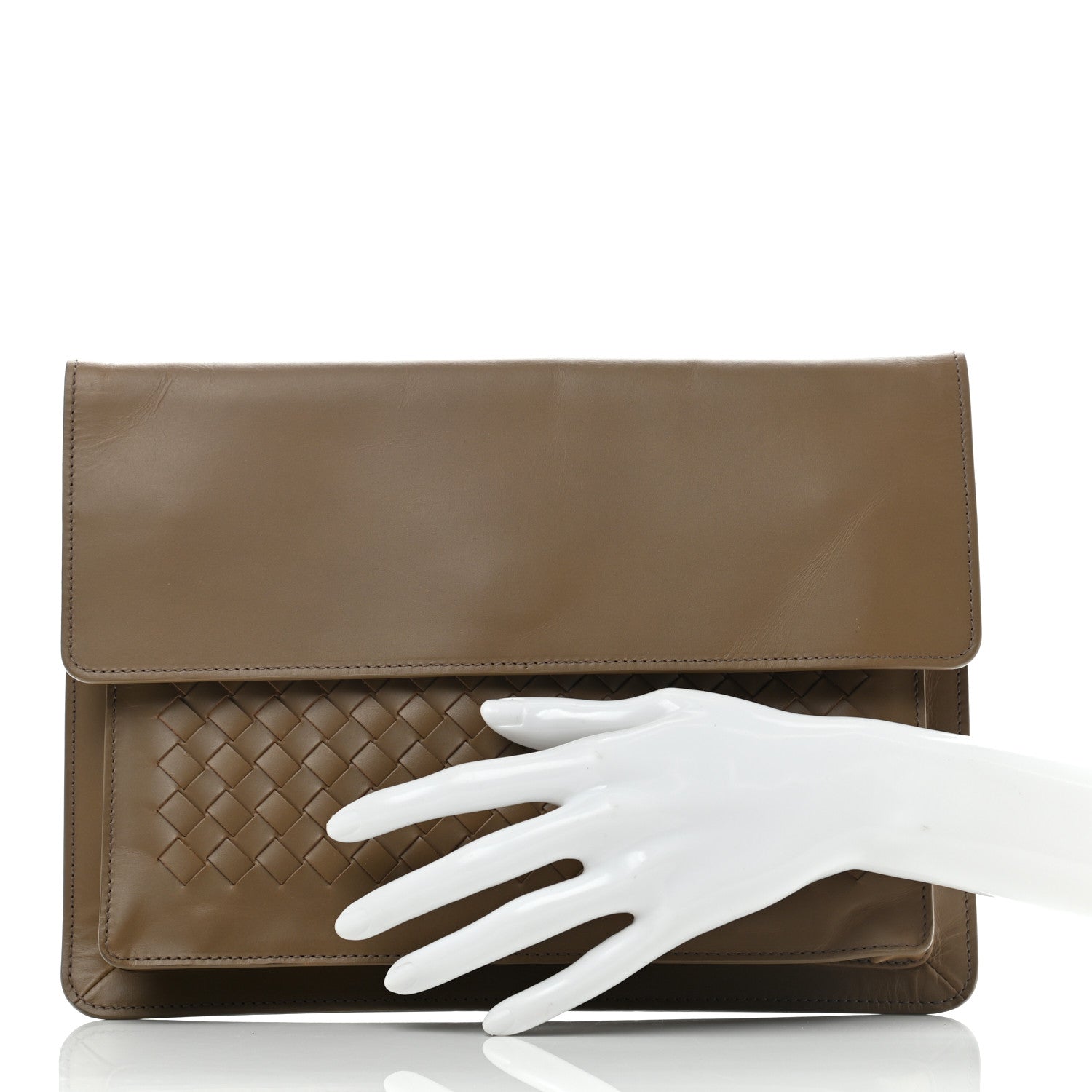 Bottega Veneta Calfskin Intrecciato Pocket Flap Clutch Maple 2 of 11