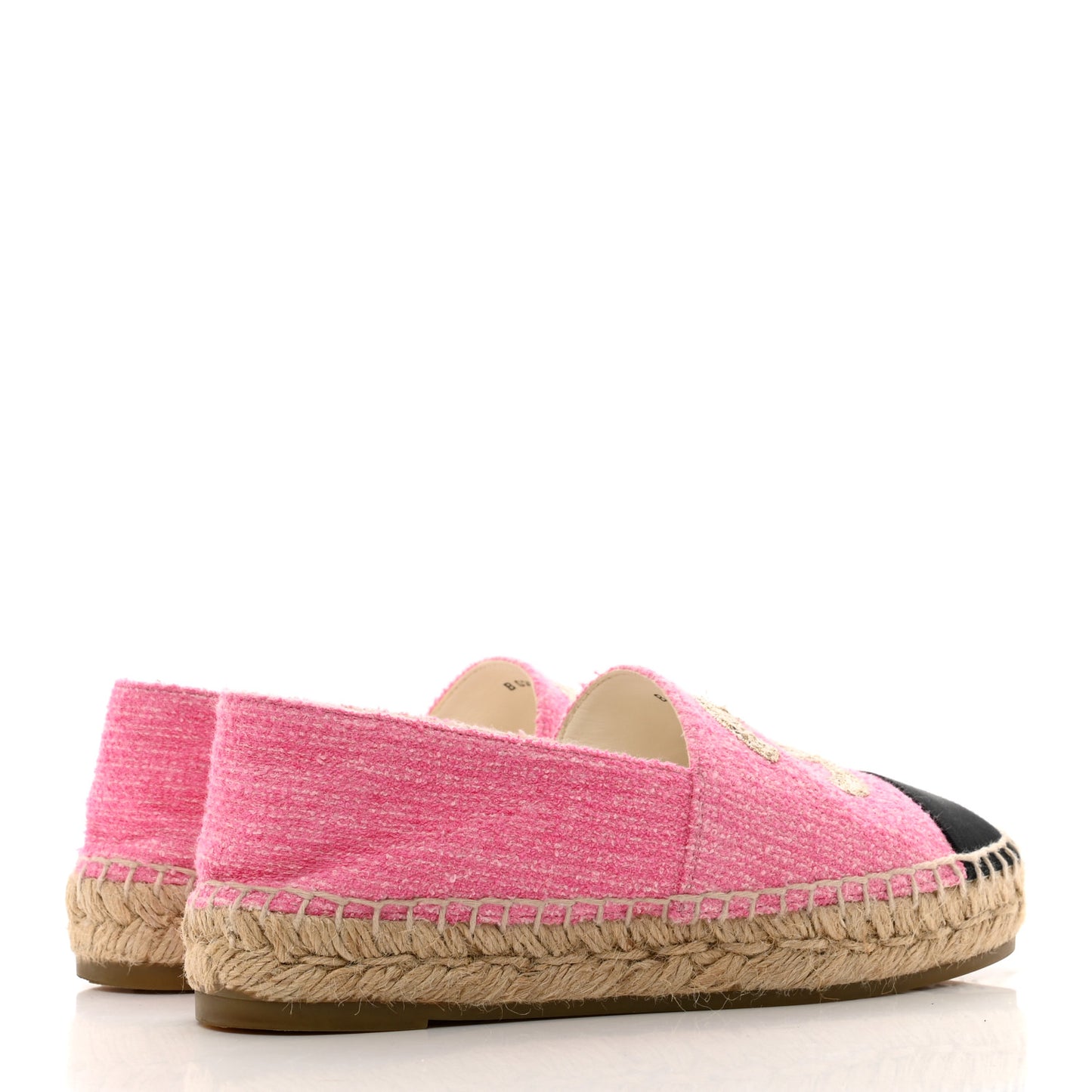 Tweed Grosgrain CC Espadrilles 36 Pink Black