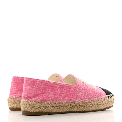 Chanel Tweed Grosgrain CC Espadrilles 36 Pink Black 4 of 9
