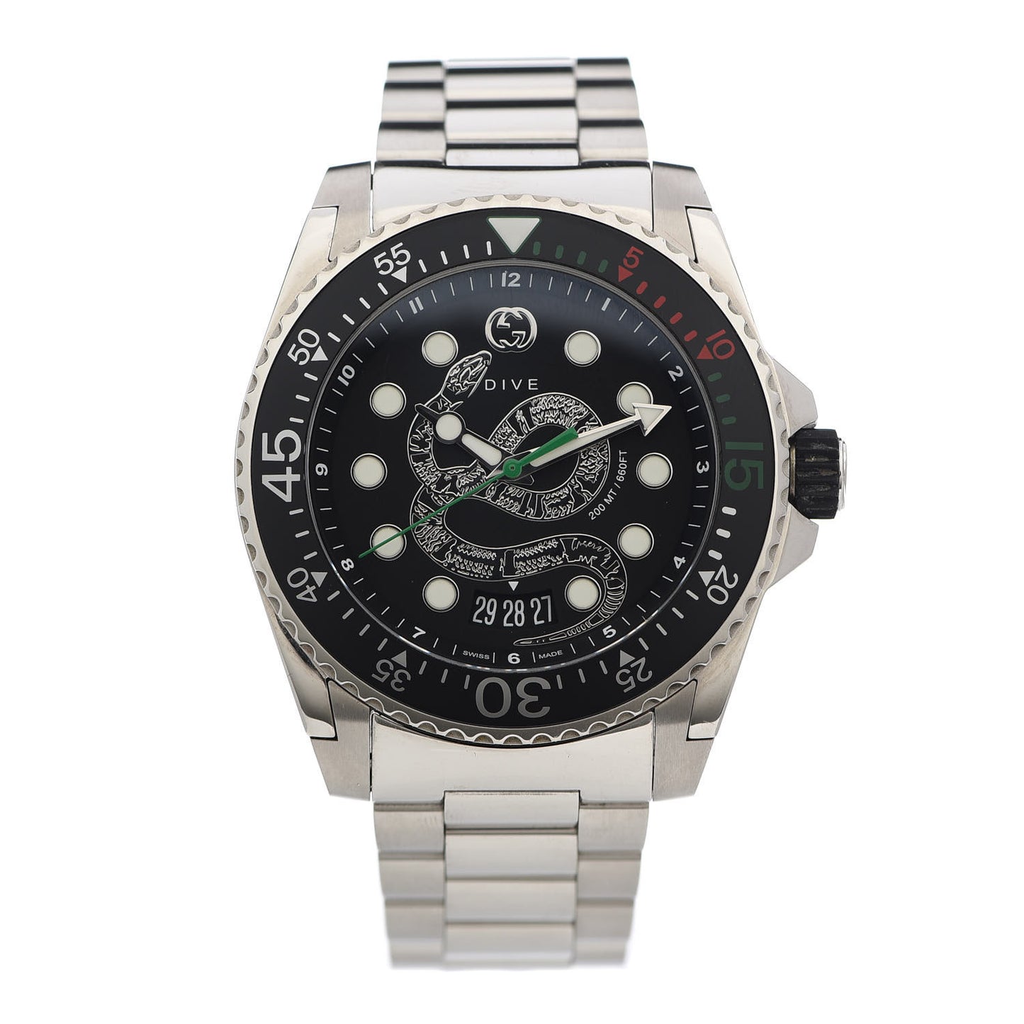 Stainless Steel 45mm Dive Snake Quartz Watch Black