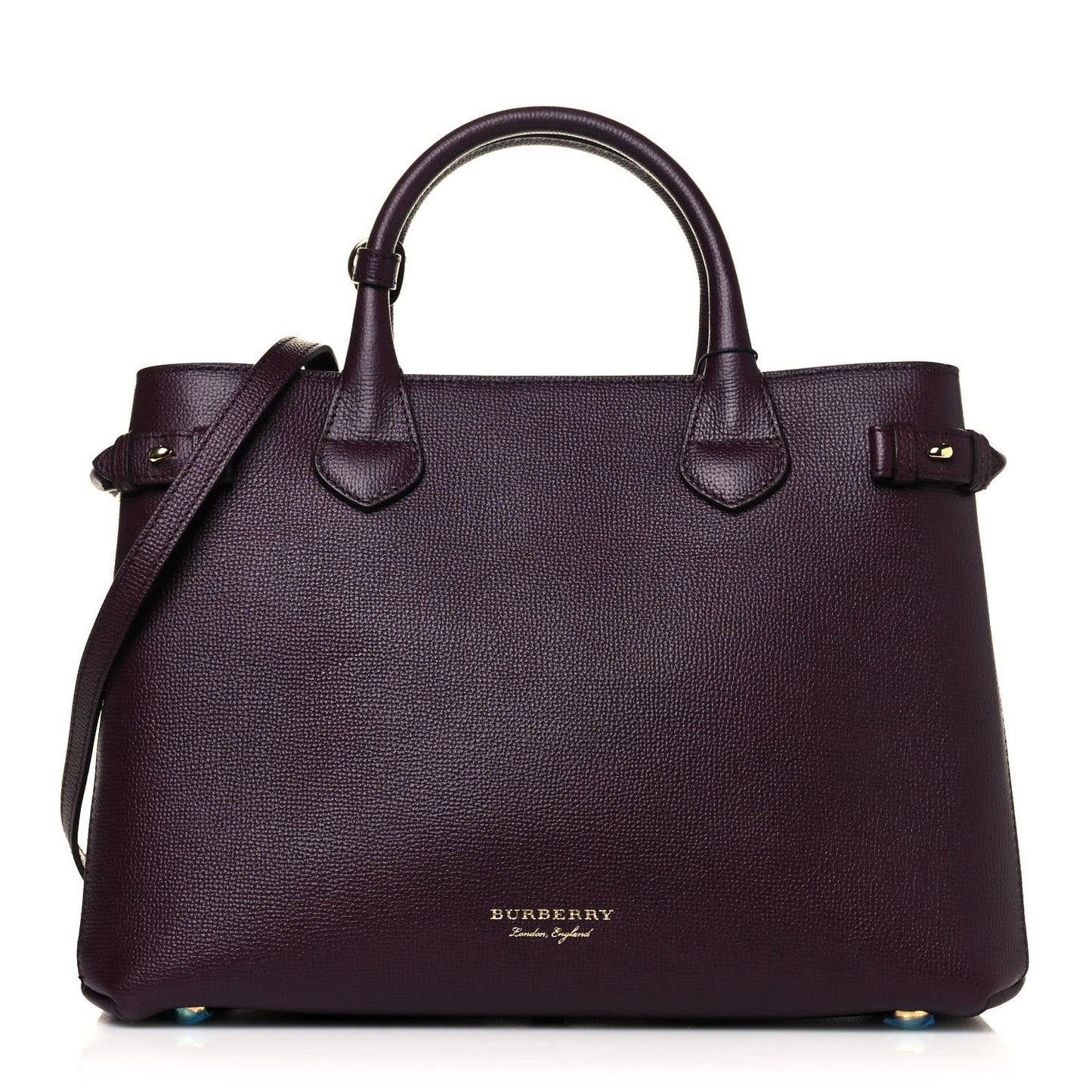 Grainy Calfskin House Check Medium Banner Tote Mahogany Red