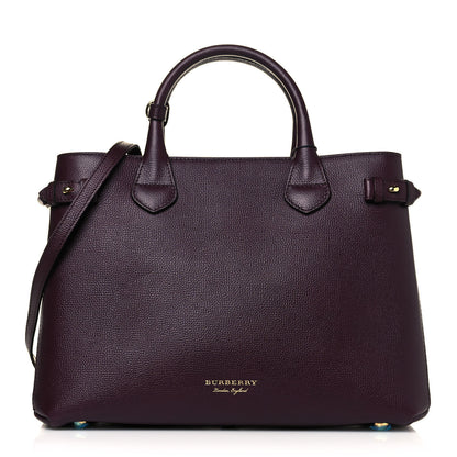 Burberry Grainy Calfskin House Check Medium Banner Tote Mahogany Red 1 of 13