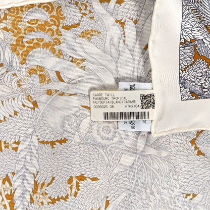 Hermes Silk Faubourg Tropical Scarf 90 Sepia White Caramel 3 of 5