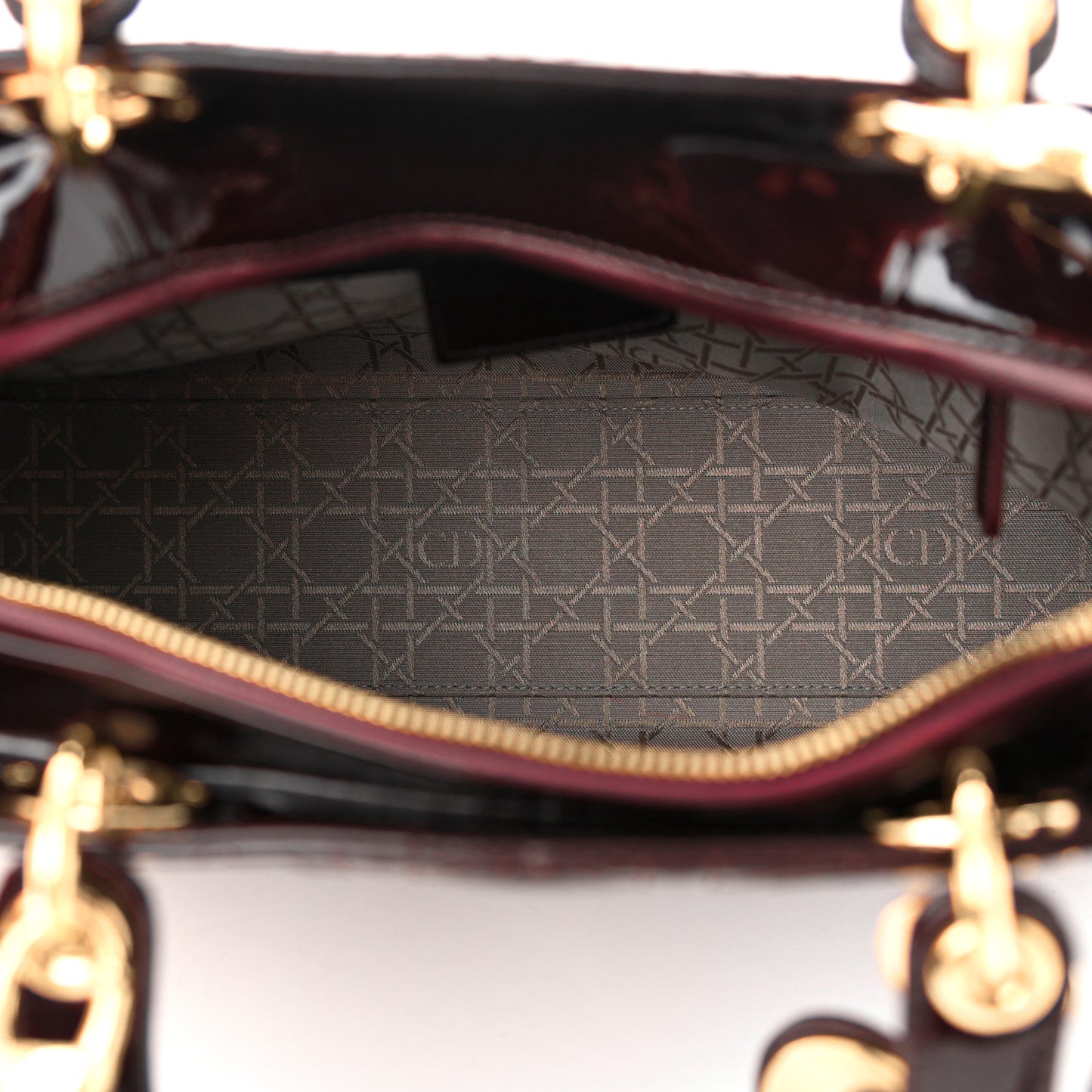 Patent Cannage Large Lady Dior Burgundy