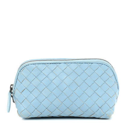 Bottega Veneta Nappa Intrecciato Small Cosmetic Pouch Light Blue 1 of 10