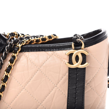 Chanel Aged Calfskin Quilted Small Gabrielle Hobo Beige Black 11 of 11