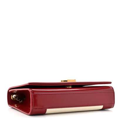 Saint Laurent Nappa Patent Calfskin Two-Toned Small Monogram Kate Satchel Off White Oxblood Red 4 of 14