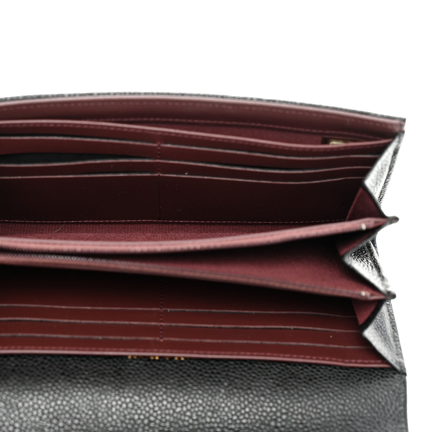 Caviar Quilted Large Gusset Flap Wallet Black