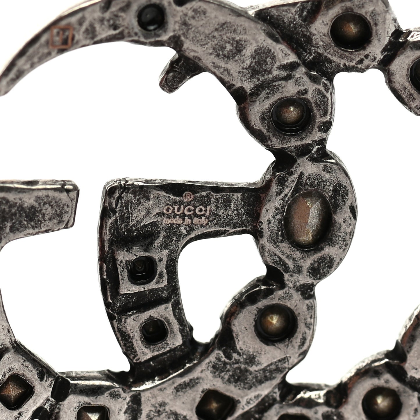 Oxidized Palladium Crystal Double G Bracelet Silver