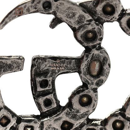 Gucci Oxidized Palladium Crystal Double G Bracelet Silver 4 of 5
