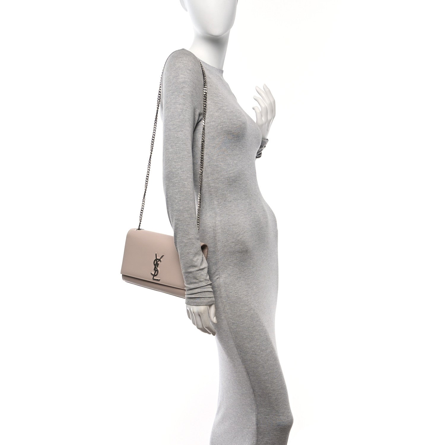 Saint Laurent Grain De Poudre Medium Monogram Kate Satchel  Rose Poudre 2 of 11