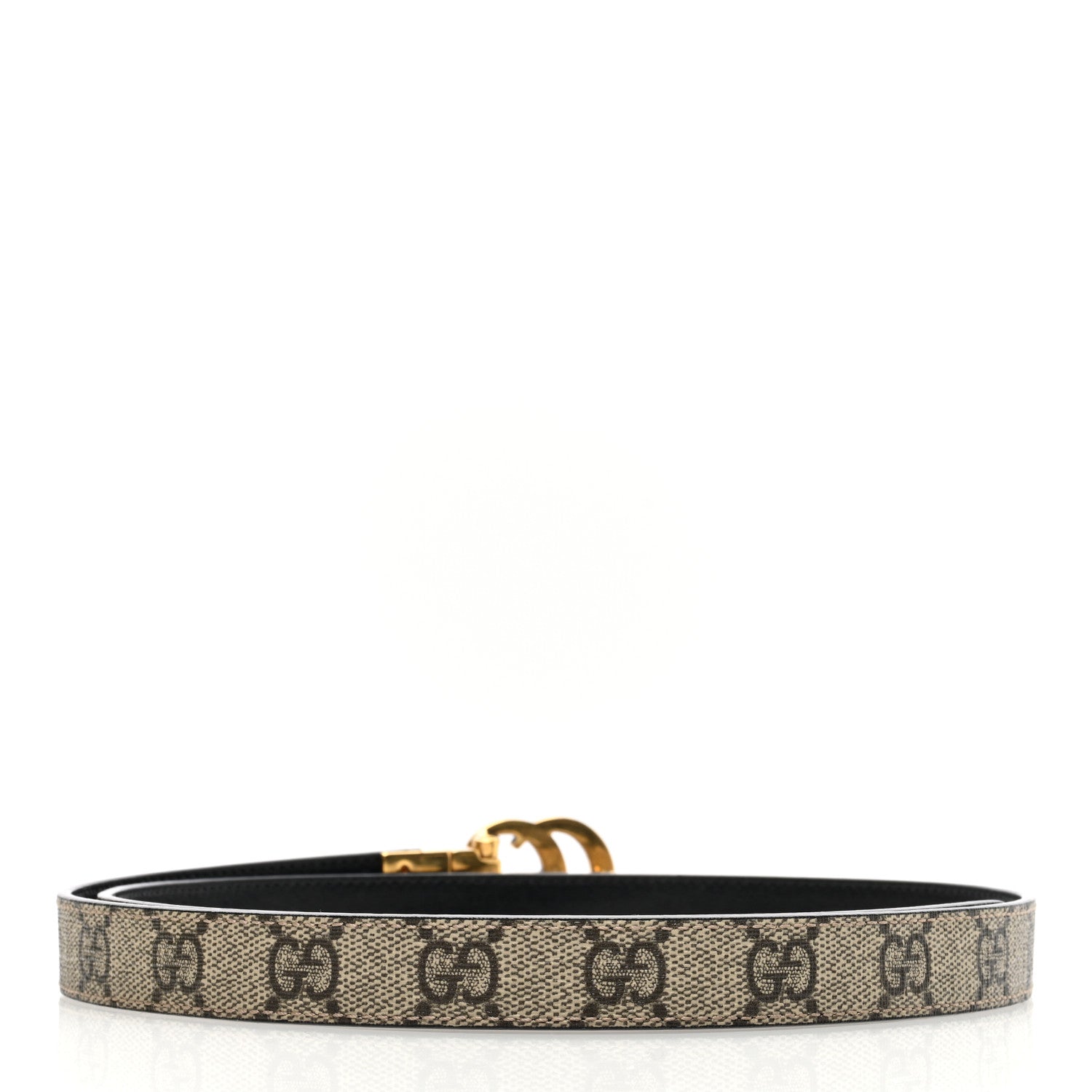 Gucci Calfskin GG Supreme Monogram Double G Reversible 20mm Belt 90 36 Beige New 90/36 Beige Ebony Black 2 of 6