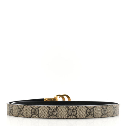Gucci Calfskin GG Supreme Monogram Double G Reversible 20mm Belt 90 36 Beige New 90/36 Beige Ebony Black 2 of 6