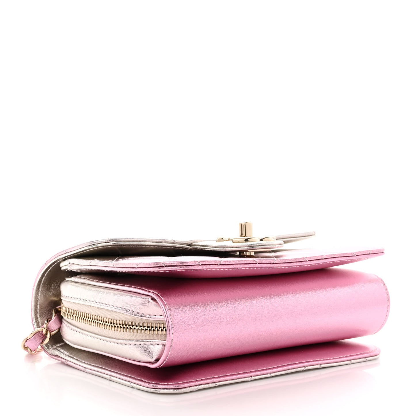 Metallic Lambskin Like A Wallet Flap Golden Pink