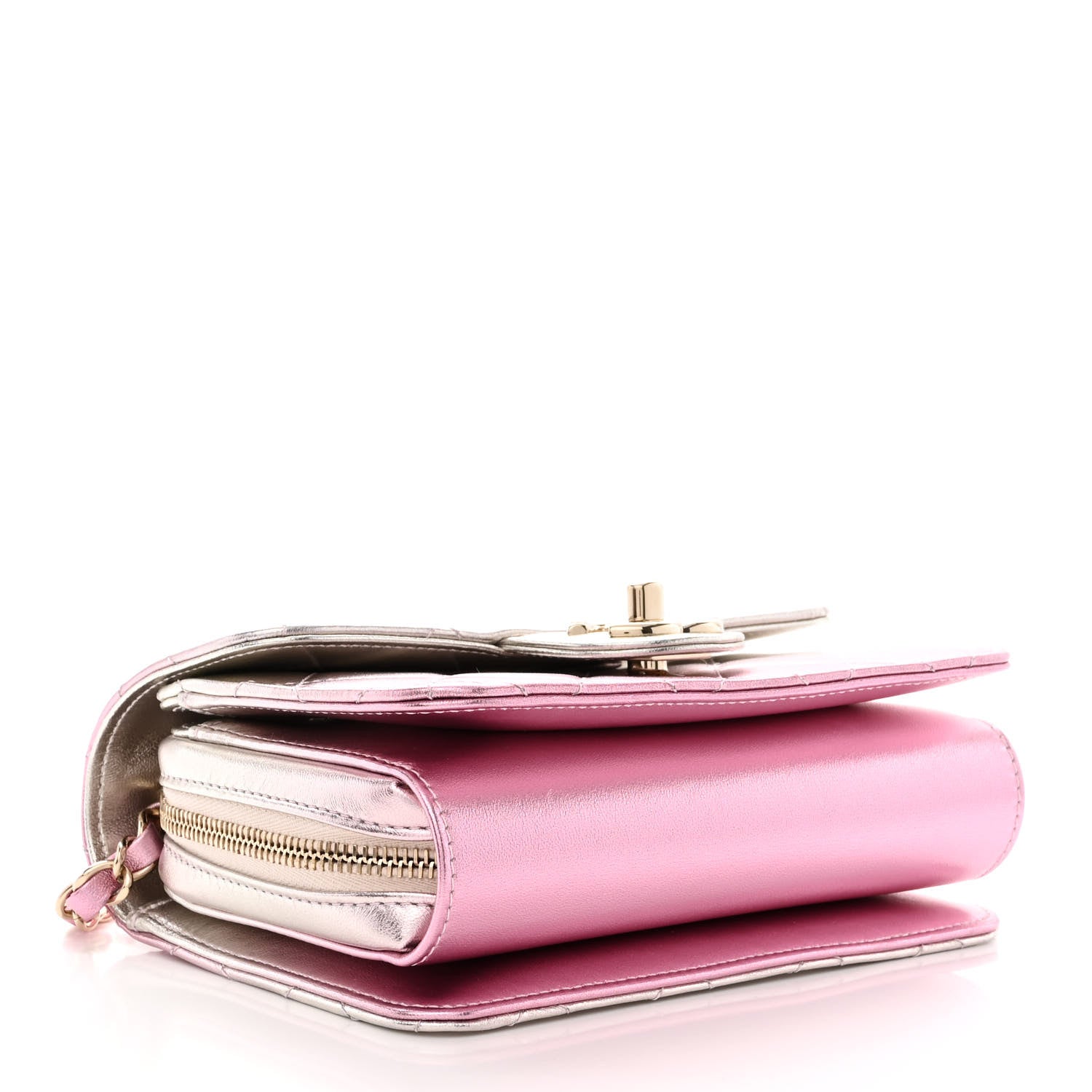 Chanel Metallic Lambskin Like A Wallet Flap Golden Pink 4 of 12