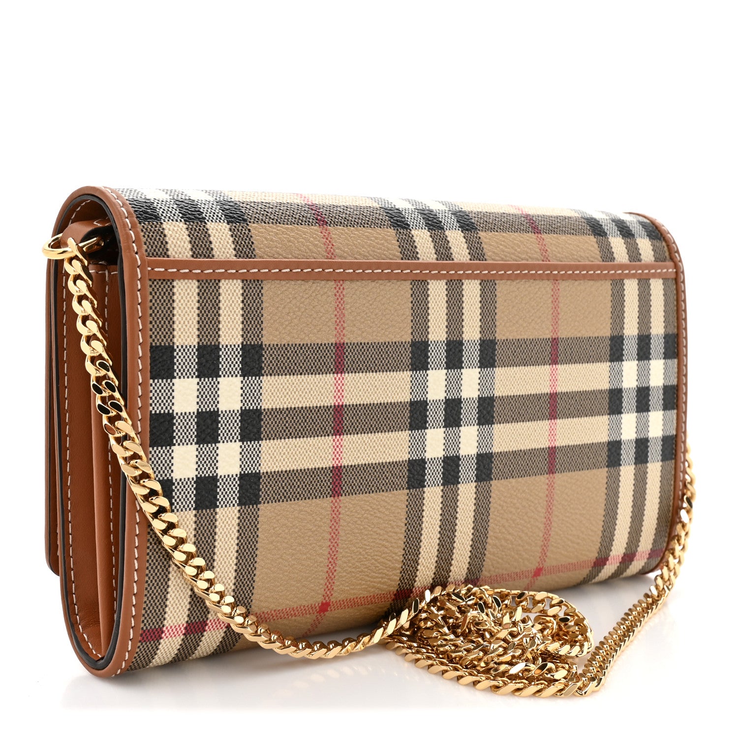 Burberry Canvas Vintage Check Chain Strap Wallet  Sand Beige 3 of 13