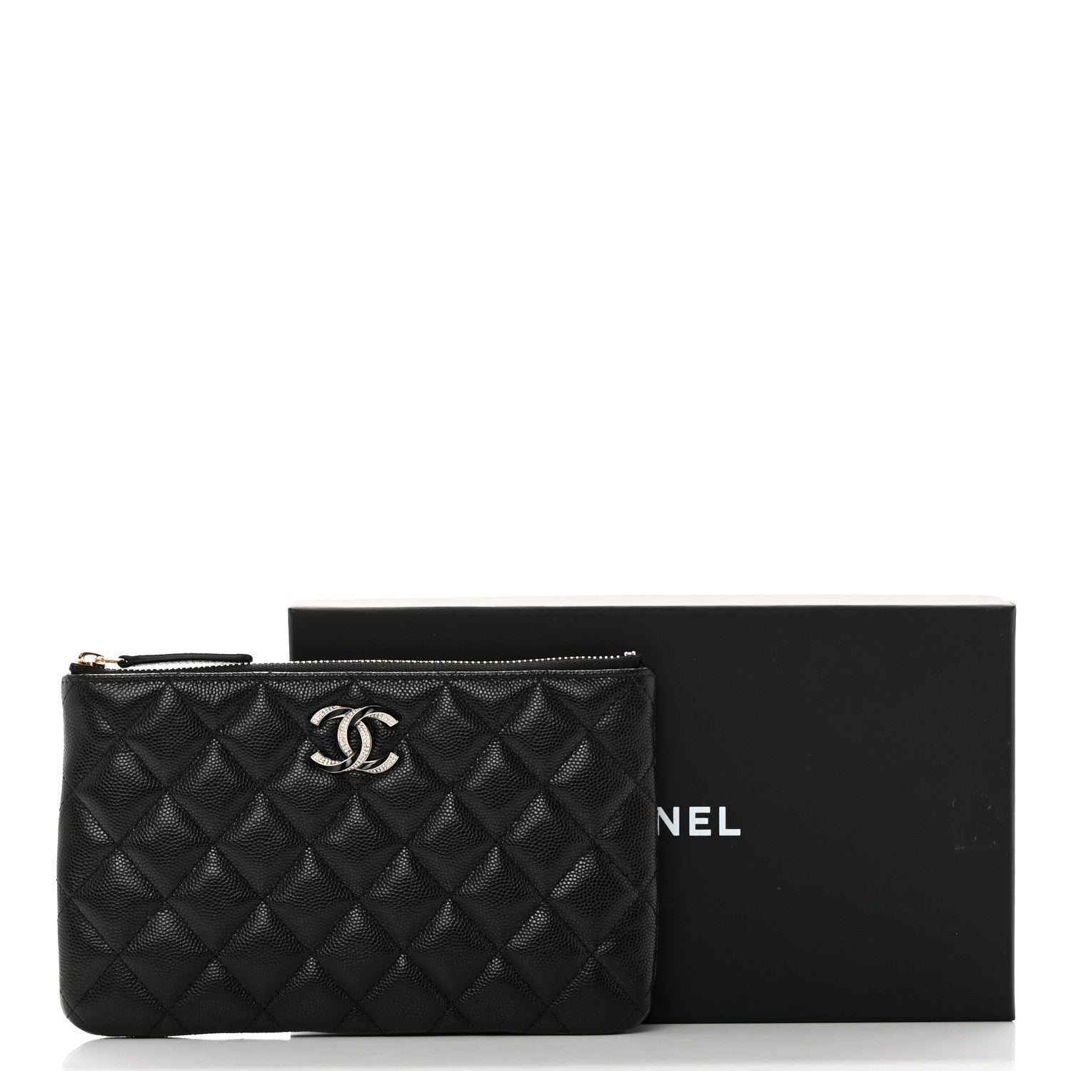 Chanel Caviar Quilted Crystal Enamel Cosmetic Case Black 8 of 8
