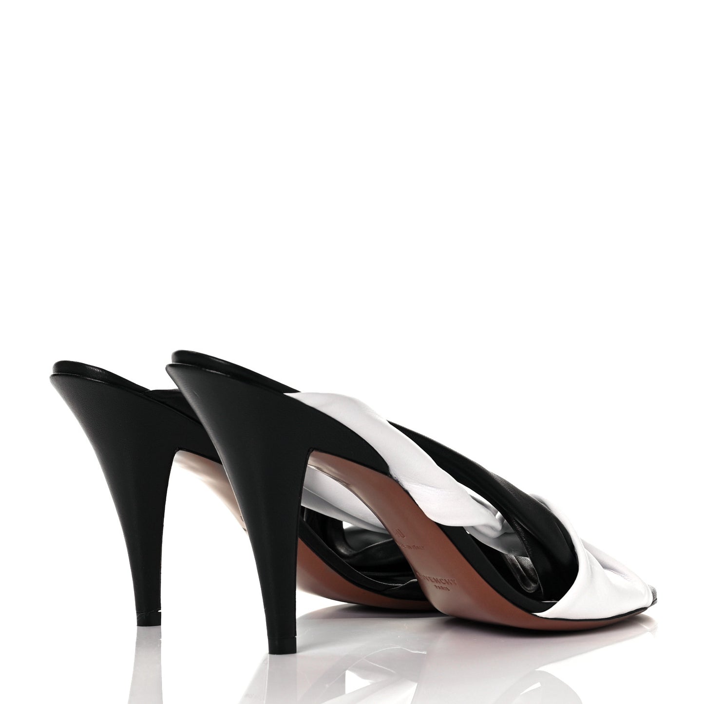 Nappa Mule Tie Sandals 40 Black White